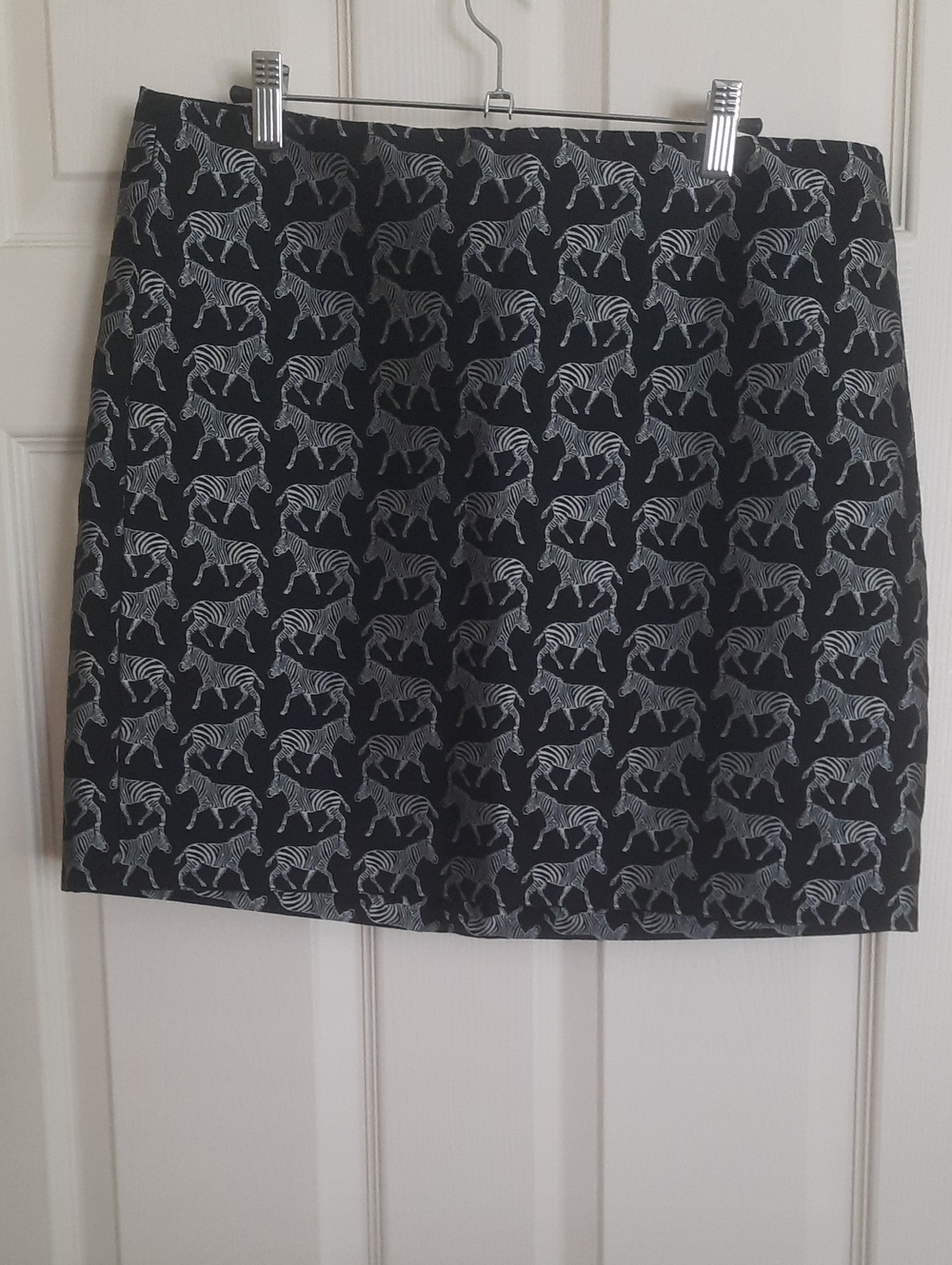 J. Crew Black Mini Skirt with Silver Zebra Print
